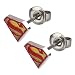 Stainless Steel Post with Red and Yellow Epoxy Superman Logo Stud Earrings