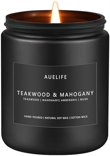 Teakwood & Mahogany Candle | Masculine Candles for Men, Gifts for...