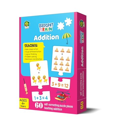 Image of The Book Tree Bright Brain Addition Puzzle - Learn Basic Math with 60 Pieces Puzzle - Fun & Educational for Kids Age 4+ - Educational Toy Birthday Gift for Boys and Girls by Majestic Book Club