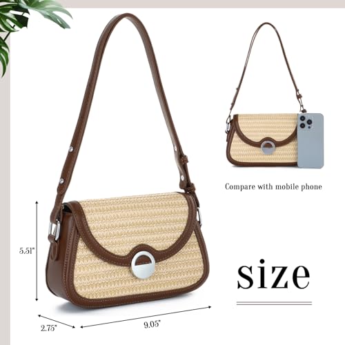 Freie Liebe Summer Beach Straw Bags for Women 2025, Woven Shoulder Bag Trendy Vacation Handbags Crossbody Purses2