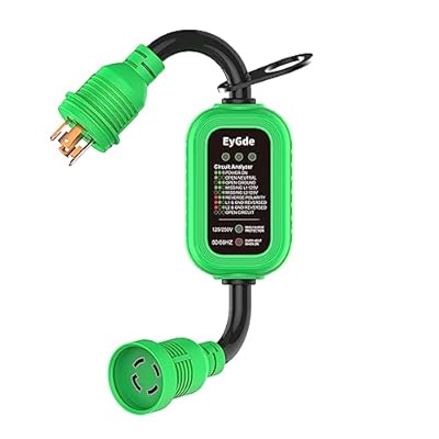EyGde 4 Prong 30Amp to 30 Amp Twist Lock Adapter, RV/Generator NEMA L14-30P to L14-30R, 5000J Surge Protector with Circuit Analyzer, Extension Cord with LED Indicator for Trailer Campers