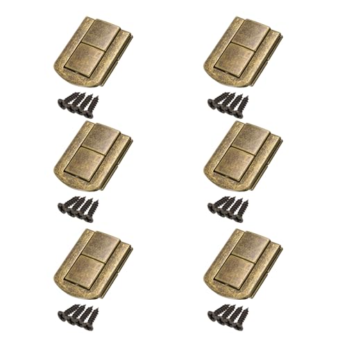 uxcell 6pcs Toggle Catch Lock, 1.7" x 1.3" Hasp Lock Latch Mini Hasp Clasp with Mounting Screws for Jewelry Box Gift Box Wooden Cabinet, Bronze