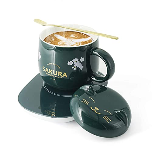 Coffee Warmer for Desk - Coffee Mug Warmer Smart Coffee Warmer Mug Warmer with Mug Mr Coffee Cup Warmer Coffee Warmer for Desk Green