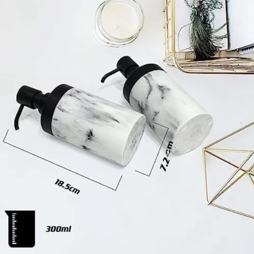 Suanti 890081 2 Pcs Bathroom Marble Soap Dispenser Set-Marble Wide Open, Refillable Liquid Circular Marble Decorative Soap Dispenser For Bathroom Countertop & Kitchen Home Decor thumb #4