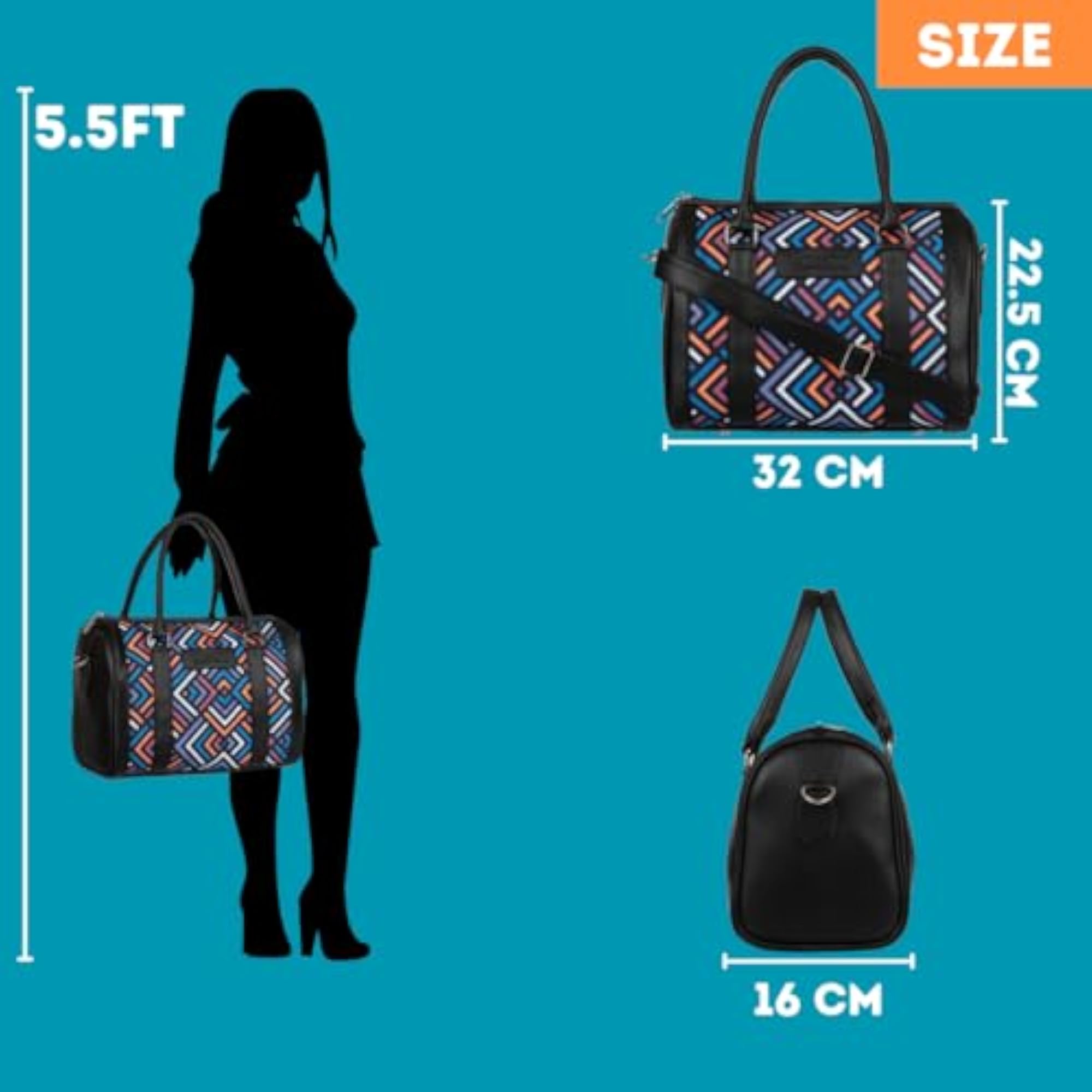 Printed Vegan Leather Duffel Bag for Women, Stylish Travel Bag