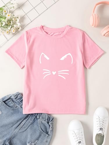 Girl's Cat Shirts Short Sleeve Graphic T-Shirts2