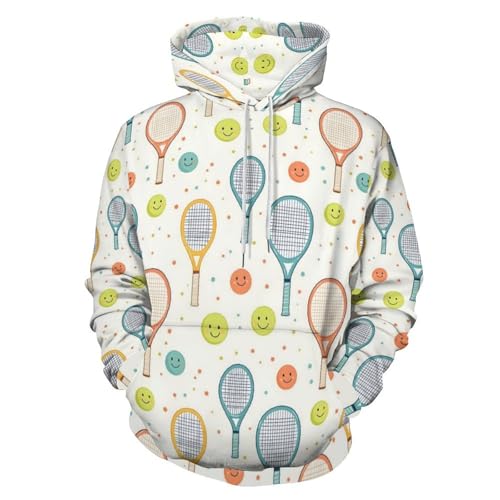 GVYGVY Sudadera con capucha para hombre y mujer, con estampado colorido de raqueta de tenis, cómoda, a la moda, ajuste holgado, sudadera con capucha, Estilo-43, M