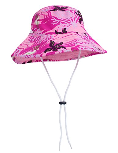 Tuga Girls Reversible Bucket Sun Hat (UPF 50+), Undersea Pink, Large