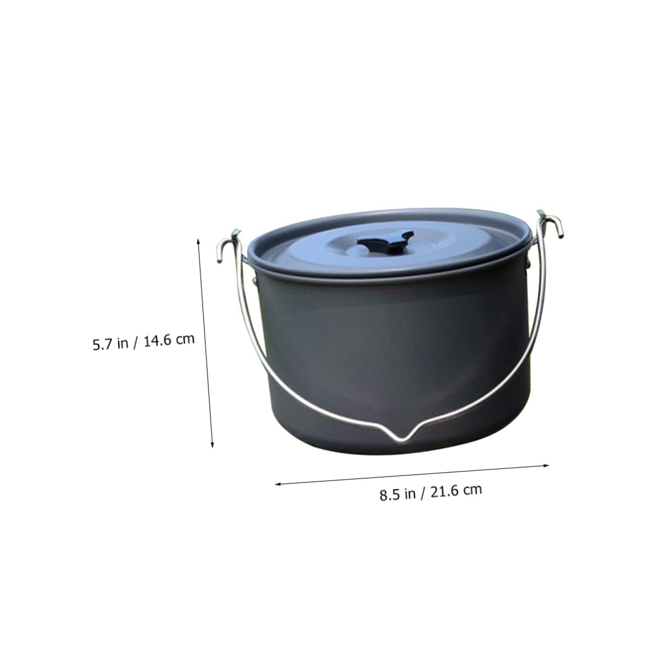 POPETPOP Casserole Suspendue de Camping en Alliage D’Aluminium 5-8 Personnes Poignée Pliable Antidérapante pour Vaisselle de Plein Air Randonnée Pique-niques