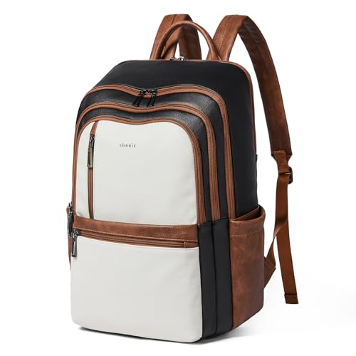 Image of Shrrie Leather 17 inch Laptop Backpack for Women, Large Travel Backpack Purse for Casual Daypack College Work Bag