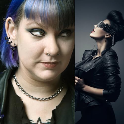 Punk Goth Black Cross Earrings for Men Women Lady Unisex Stainless Steel Drop Dangle Piercing Hoop Screw Stud Earrings Set Spike Jewelry Kit Fashion Prom Christmas Halloween Party Gifts4