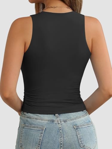 Image of ATHMILE Womens Double Lined Crop Tank Tops Casual Basic Shirts Sleeveless Workout Tops Cute Summer Clothes Teen Girls