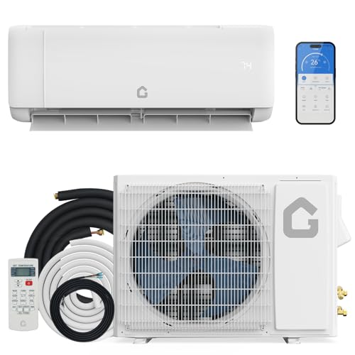 18000 BTU Mini Split Air Conditioner,19 SEER2 Ductless Inverter AC w/ 230V, Cool Up to 1250 Sq. Ft with Heat Pump System, Compatible with Alexa, White