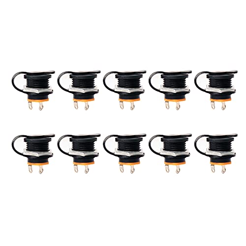Image of Electronic Spices DC Power Jack Socket 2 Pin Female Metal Round Panel Mount Power Plug Connector (5.5 x 2.1mm) Adapter with Dustproof Cap (pack of 5pcs)