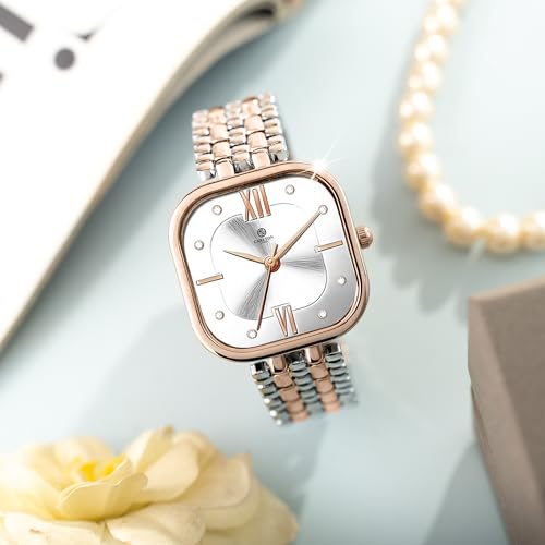 Image of Carlton London Chelsea Women Stainless Steel Analog Watch | Silver Waterproof Watches for Women Girls Ladies | Luxury Square Watch | Fashionable Trendy Quartz Movement Wrist Watch