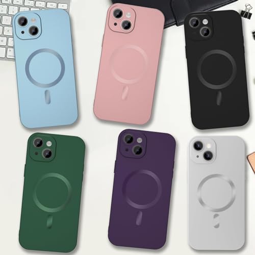 Image of Vaku Luxos Soft Silicon Mag-Safe Back Cover for iPhone 15 Plus Full Lens Protection Silicon Case Scratch Resistant Slim Thin Military-Grade Protection - Black