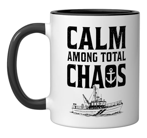 Taza de Cerámica Captain Tugboat Negro/Blanco miniatura 1