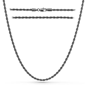 RTZN® Rope Chain for Men – 3mm Mens Rope Chain – Premium Stainless Steel Necklace for Men Women – Fade-Proof, NON-TARNISH & 100{b13794532221bd7716b1630afd9d7d94fcba1925a8b0df34bdffa89758f7d763} Waterproof Silver/Black/Gold Mens Chain Necklaces – 18/20/22/24/26 Inch