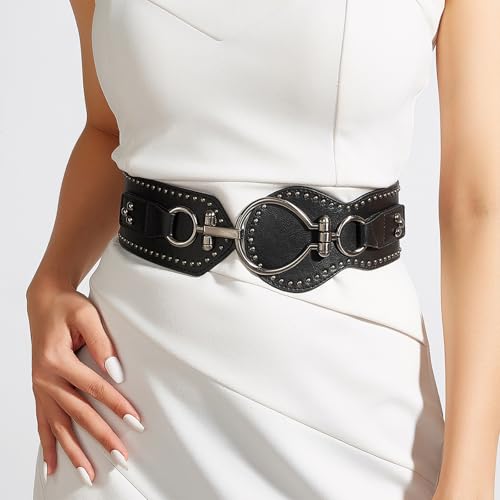 Oversized Buckle Waist Belt Punk Skinny Chain With Grunge Buckle Modern Waistband Waist Chain Studded Belt4