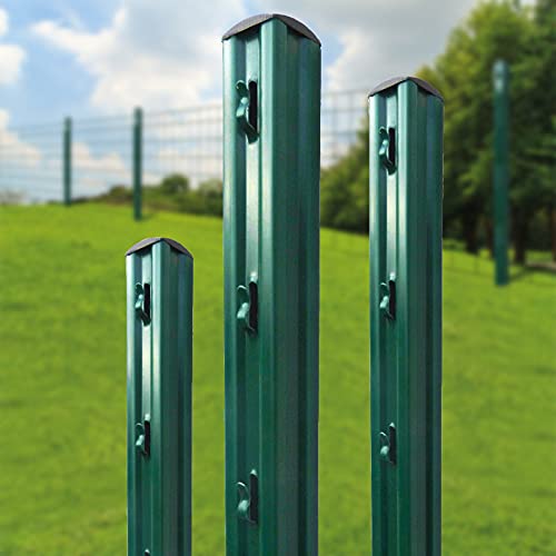Poteau Universel de Clôture - 1800 mm longueur - en Acier Laqué - Vert - RAL 6005 - Compatible avec Tous Types de Clôtures - Mise en Place Facile - Robuste et Durable - YOUSTEEL