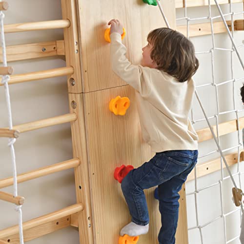 Image of Avenlur Walnut 9-in-1 Swedish Ladder Wall Gym Kids, Indoor Climbing Wall