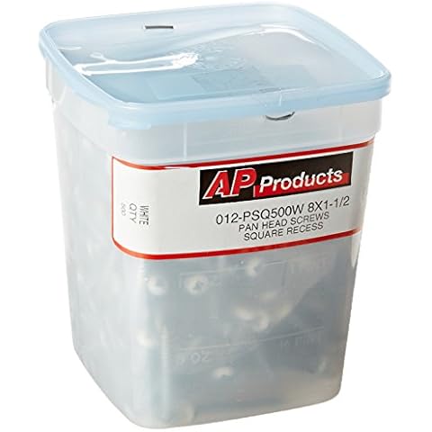 AP Products 012-PSQ500W White 1-1/2" Square Pan Head Screw, (Pack of 500) Cover
