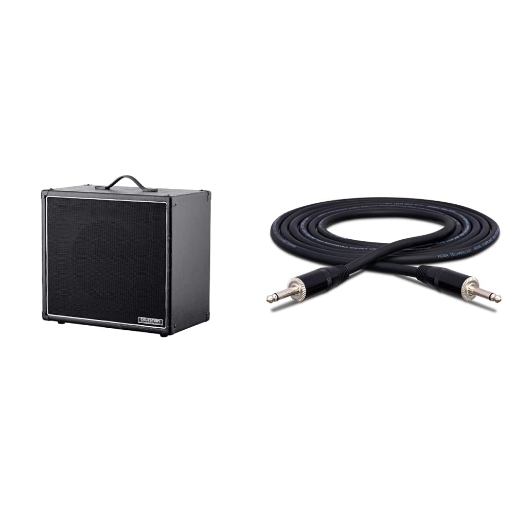 Monoprice 1x12 Guitar Speaker Cabinet With Celestion Vintage 30 | Hosa SKJ-410 REAN 1/4" TS Pro Speaker Cable, 10 Feet