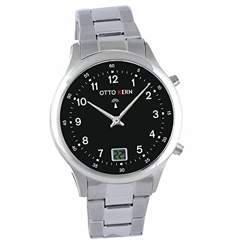 Otto Kern Funk-Armbanduhr mit Edelstahlarmband Funkuhr 41 mm Edelstahl 20 mm Funksignal DCF77 Herrenarmbanduhr Damenarmbanduhr Digitale & Analoge Anzeige Datumsanzeige Japanisches Quarzuhrwerk Cover