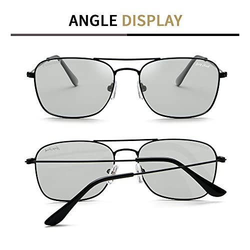Image of grey jack Square Polarized Sunglasses,Retro Classic Style Full Rim Metal Frame for Men Women Small Size 1650