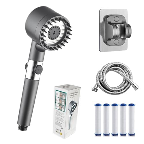 High Pressure Shower Heads, Ion Drops Shower Head, 4 Spray Modes Turbo with Built-in Filter ON/OFF Switch Handheld Turbo Showerhead (1 Set) (1PCS)