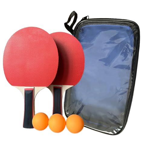 Tischtennis Schläger Set mit 2 Tischtennisschlägern, 3 Tischtennisbälle und Tragetasche,für Anfänger, Fortgeschrittene und Familienunterhaltung