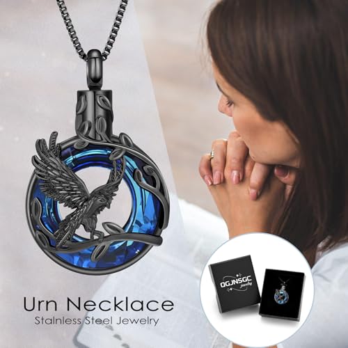 Tree of Life Urn Necklace for Ashes Eagle Ring Cremation Jewelry Eagle Keepsake Memorial Human Pets Ash Pendant Holder Gift for Women Men4