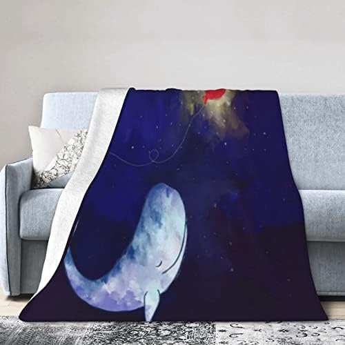 NKII Blue Peaceful Graphic Watercolor Digital Girl Abstract Red Love Whale Universe Cozy and Soft Warm for Bedroom Sofa Travel Indoor and Outdoor 40" x50 (Color : White, Size : 40x50)