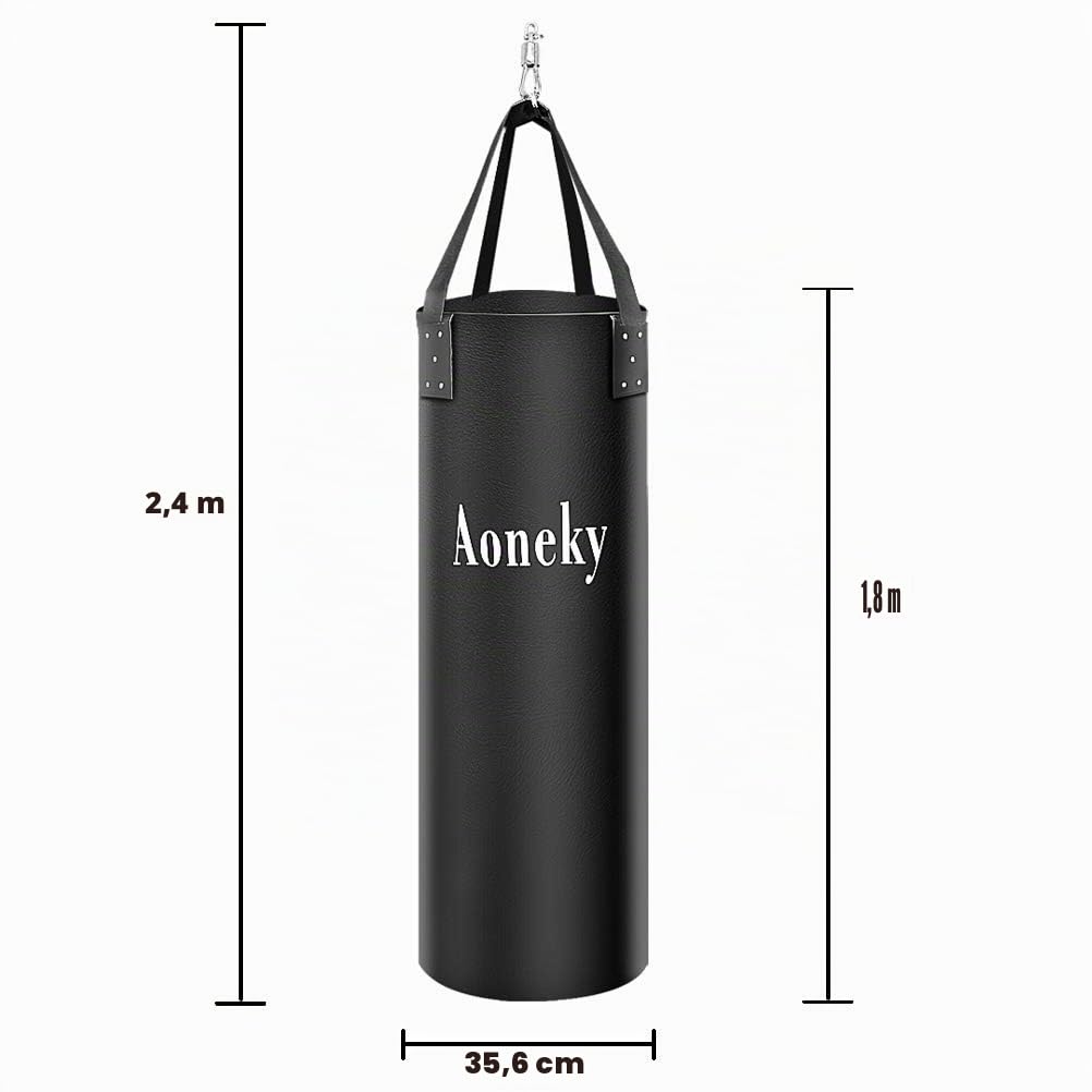 Aoneky Saco de Boxeo Colgante 1M / 1,8M - Saco Pesado de Boxeo con Gancho para Niños Adultos, Saco de MMA Muay Thai Kick Boxing, Sin Relleno