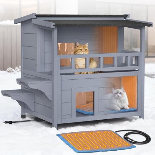 PETIMBER Wooden Heated Cat Shelter