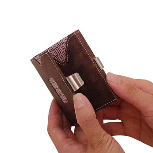 Image of LLH Leather Trifold Wallet - RFID Blocking with Stainless Steel Locking Clip Wallet, Minimalist Front Pocket RFID Blocking Credit Card Holder (Coffee)