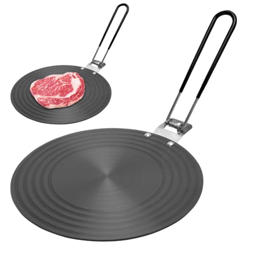 Yuragim Piastra adattatore a induzione, 24 cm, piastra adattatore per fornelli a induzione, adattatore piatto a induzione con manico pieghevole, piastra diffusore, convertitore per fornello a gas