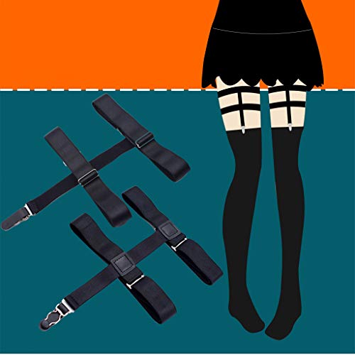 Women Girls Socks Stays Adjustable Elastic Socks Garters Locking Non-Slip Clips - Thumbnail 7