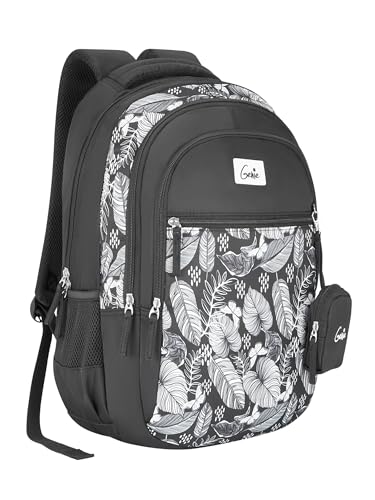 Image of Genie Jade School Bag for Girls. Black backpack for women. More Volume, 3 zips, Stylish & Trendy College Bags for Girls, Water Resistant, Lightweight Bags for Office, Travelling. 36 litres. 19 inch