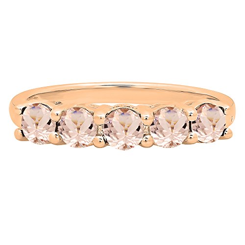 Dazzlingrock Collection 14K Ladies 5 Stone Bridal Wedding Anniversary Ring, Rose Gold2