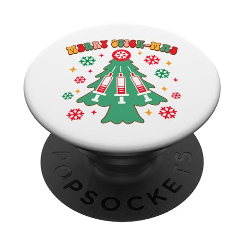 Phlebotomist Phlebotomy Tech Christmas Xmas Merry Stick-mas PopSockets Swappable PopGrip, Black