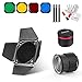 Aputure Fresnel 2X Lens Mount with Barn Door Honeycomb Grid and 4 Color Filters for Aputure 120D Mark 2 Aputure 300D Aputure 120D and Other Bowen-S Mount Continuous Lights
