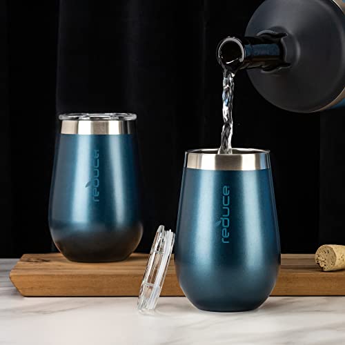 Reduce Wine Cooler Set, Dark Web - Stainless Steel Wine Bottle Cooler Set With 12Oz Insulated Wine Tumblers - Keep Wine At The Perfect Temperature, No Ice Required, Fits Most Wine Bottles #TOP2