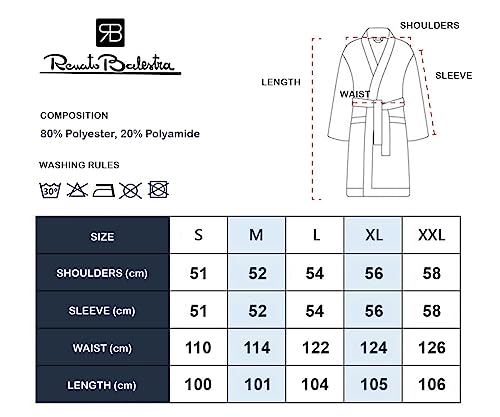 Renato Balestra Bademantel Mikrofaser Unisex, Grau XL