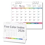 キングコーポレーション 2026年 カレンダー 卓上 Five Color Index 155×180mm KC002