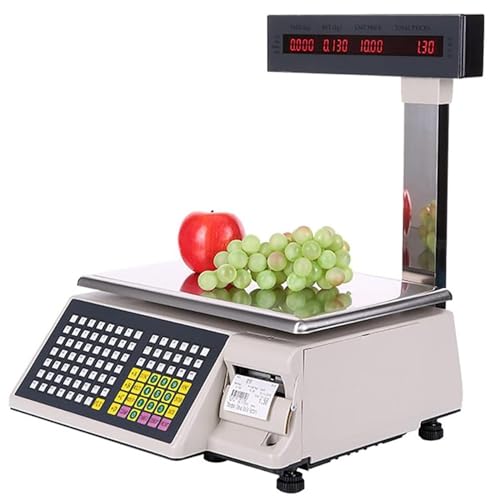 LYDZUSDP Label Printing Scale Pole Display,Price Computing Scale Commercial Digital Counting Scales 15kg/33lb Capacity with Pole Display and Label Printer