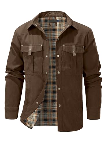 Image of HYPESTFIT Men's Plaid Flannel Lined Shirt Jackets