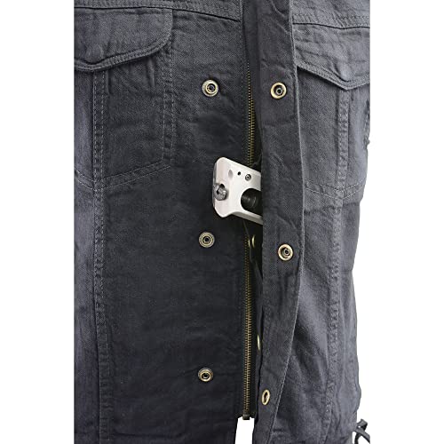 Milwaukee Leather Mens Black Denim Side Lace Biker Club MC Vest - Snap & Zipper Front MDM30022