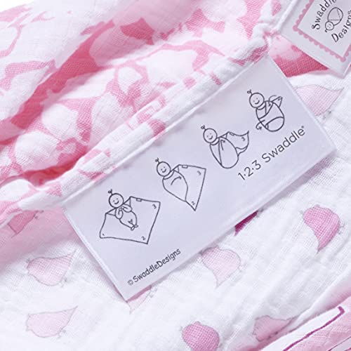 Image of SwaddleDesigns Cotton Muslin Swaddle Blanket, Receiving Blanket for Boys & Girls, Best Shower Gift, 46x46 inches, Pink 3-color Stripe