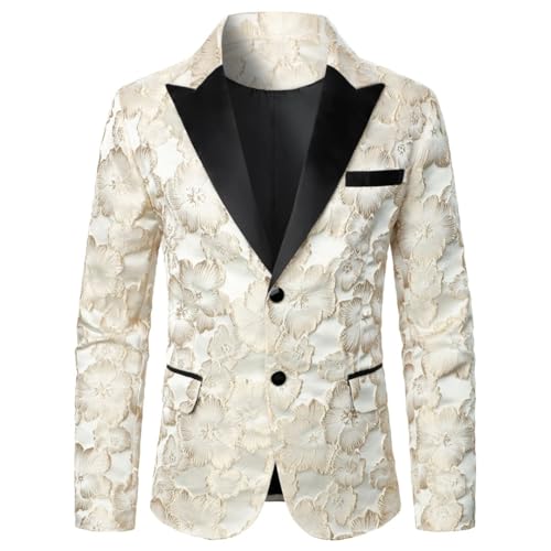 Men's Single Breasted Suit Flower Texture Blazer Wedding Prom Party Men's Solid Jacket4